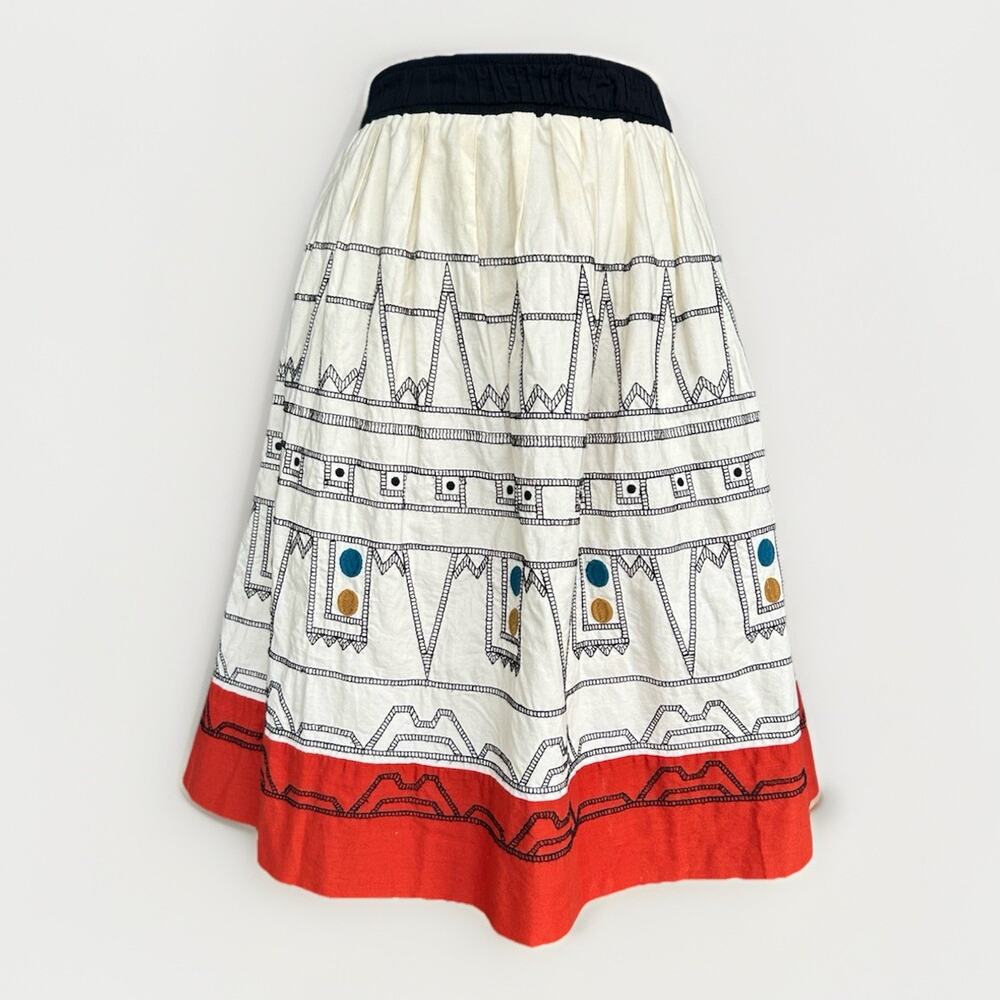 Anthropologie Edme & Esyllte Mendoza Codex Embroidered Skirt Sz 6 Boho Festival